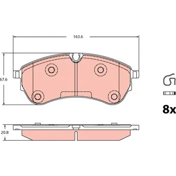 Brzdová destička Sada brzdových destiček, kotoučová brzda TRW GDB2362