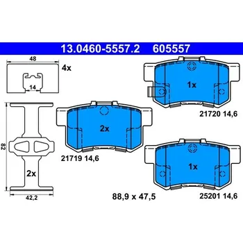 Brzdová destička Sada brzdových destiček, kotoučová brzda ATE 13.0460-5557.2
