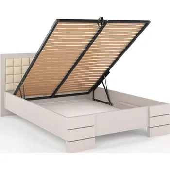 Postel Visby Dřevěná čalouněná postel Gotland High BC, borovice (Barva dřeva: Bilá, Rozměr: 120x200 cm, Barva látky: Casablanca 2301)