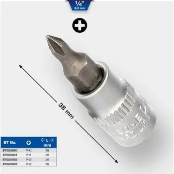 Gola hlavice Brilliant Tools BT020992 Nástrčný ořech s bitem 1/4", s křížovou drážkou PH, PH2