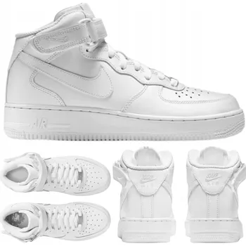 Dámské tenisky Boty Pro Mládež Vysoké Pohodlné Bílé Kožené NIKE AIR FORCE 1 VEL. 38,5