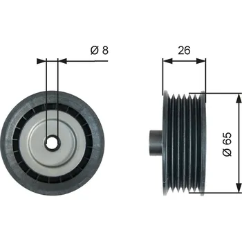 Vratná/vodicí kladka, klínový žebrový řemen GATES T36776