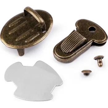 Zip Sada zapínání na tašku 25x33 mm Varianta: 2 staromosaz, Balení: 10 sada