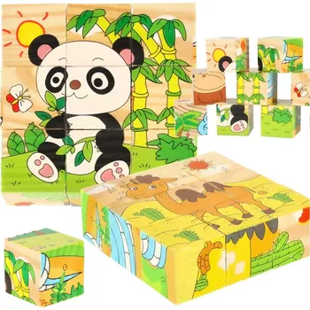 Dřevěná hračka Dřevěné vzdělávací puzzle Safari 9el.