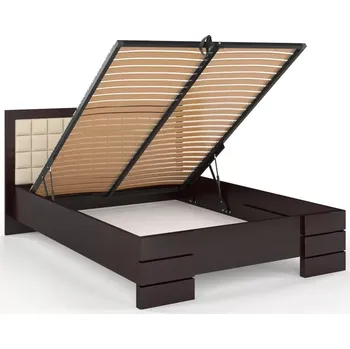 Postel Visby Dřevěná čalouněná postel Gotland High BC, borovice (Barva dřeva: Palisandr, Barva látky: Casablanca 2301, Rozměr: 140x200 cm)