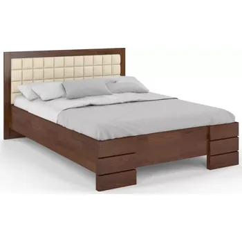 Postel Visby Dřevěná postel Gotland High&Long, delší o 20cm, borovice (Barva dřeva: Ořech, Rozměr: 120x220 cm, Barva látky: Casablanca 2301)