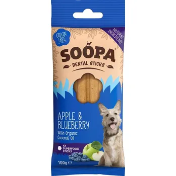 Pamlsek pro psa Soopa Pets Dentální tyčinky Soopa s jablkem a borůvkou 100 g