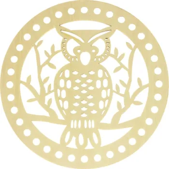 Příze Bellatex Dno víko překližkové 15cm průměr / otvory 6mm přírodní kruh sova