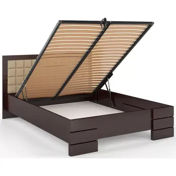 Postel Visby Dřevěná čalouněná postel Gotland High BC, buk (Barva dřeva: Palisandr, Rozměr: 120x200 cm, Barva látky: Casablanca 2302)