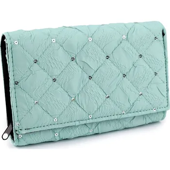 Peněženka Dámská peněženka textilní s flitry 10x15 cm Varianta: 3 zelená šalvěj světlá, Balení: 1 ks