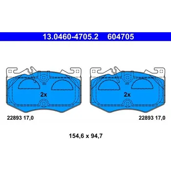 Brzdová destička Sada brzdových destiček, kotoučová brzda ATE 13.0460-4705.2