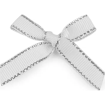 Stuha Svatební / dekorační rypsová mašlička s lurexovým okrajem Varianta: 1 bílá, Balení: 10 ks