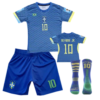Numberoplus Dětský fotbalový dres + fotbalové ponožky Brazil Neymar Jr 10 Away Velikost: 12 roky (vel.146)