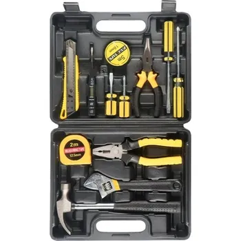 Sada nářadí Univerzální sada ručního nářadí 13 ks v plastovém pouzdře Šroubováky Kleště Kladívko Nůž Metr Nastavitelný klíč Domácí opravy Výbava