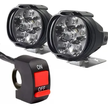 Osvětlení pro motocykl 2 ks motocyklové externí LED světlo 6 diod 12V 15W 1500 lm IP65 ABS plast Kompaktní světlomet s vypínačem 65x55x50 mm Černý design