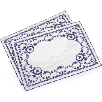 prostírání Prostírání textilní vyšívané 32x45 cm Varianta: 2 (30x43 cm) modrá tmavá, Balení: 2 ks