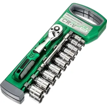 Sada nářadí Sada ráčnových klíčů 12 ks 1/4" CR-V Nástrčné hlavice a ráčna 72 zubů pro opravy aut a domácnost Přenosné nářadí s držákem
