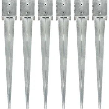 Příslušenství pro plot vidaXL Kotvící hroty 6 ks stříbrné 12 x 12 x 89 cm pozinkovaná ocel [145426]
