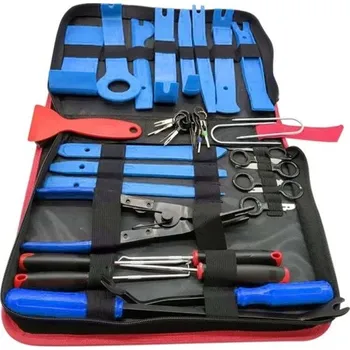 Sada nářadí Sada nářadí na demontáž interiéru auta 38 ks Nářadí na čalounění, palubní desku, dveřní panely a lišty s pouzdrem na zip modrá