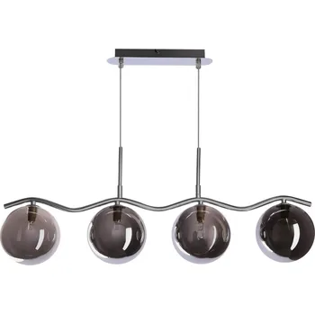 Závěsná lampa LUMOS 4x20W G9 chrom, skleněné stínidlo, grafit, moderní, elegantní, svítidlo, obývací pokoj, jídelna, ložnice, glamour