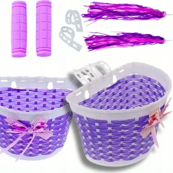 Košík na láhev Dětský košík na kolo, sada: košík, gripy a třásně