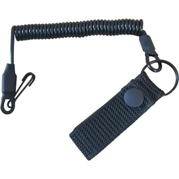 Sportovní střelba Pružinové lano na klíče a zbraň Proti krádeži Bezpečnostní spirálový držák s karabinou Neutrální barvy Připevnění k výstroji Lov Turistika černá