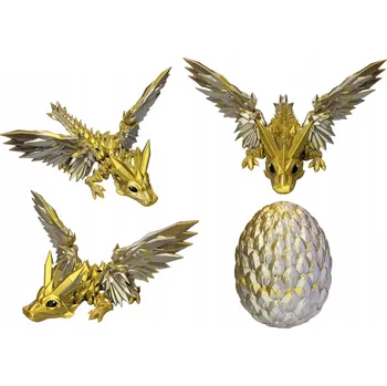 Figurka Pohyblivý Drak s Křídly a Dračím Vejcem Mistic Gold, figurka Crystal Dragon
