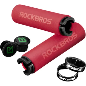 grip Cyklistické gripy 13 x 2,2 cm MTB Silikonové tlumící houbičky Protiskluzové měkké rukojeti Pojistný kroužek Hliníkový PVC plug Řídítka červená