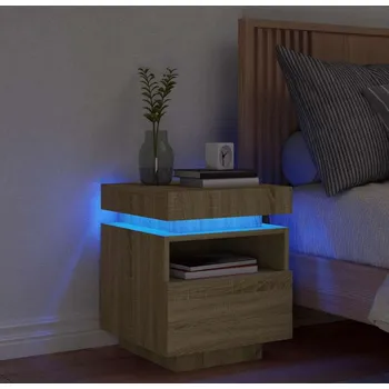 Noční stolek vidaXL Noční stolek s LED osvětlením 40 x 39 x 48,5 cm [836794] Barva: dub sonoma