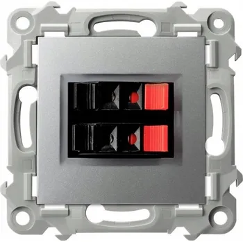 Elektrická zásuvka Ospel Szafir stříbrná - Dvojitá reproduktorová zásuvka GG-2Z/m/18