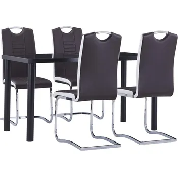 Jídelní set vidaXL 5dílný jídelní set umělá kůže hnědý