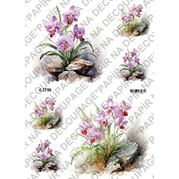 Umělecký papír Rýžový a soft papír na decoupage - Orchidej - KB03756 Materiál: Soft, Rozměr: A4