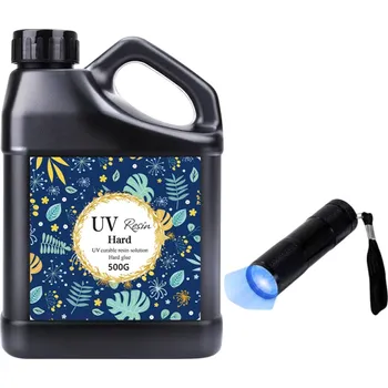 Výtvarná sada Sada UV pryskyřice s mini UV lampičkou Křišťálově čirá tvrdá epoxidová pryskyřice Rychle vytvrzující Lepidlo pro výrobu šperků DIY