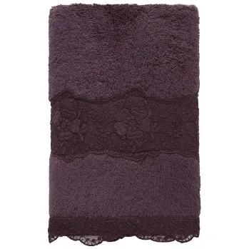 Pánský župan Soft Cotton Ručník STELLA s krajkou 50x100cm Barva: Švestková