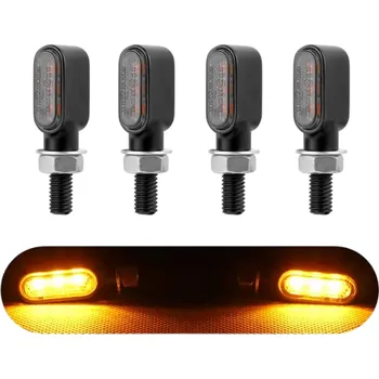 Osvětlení pro motocykl 4 ks LED blinkry pro motocykl 3 LED směrovky DC 12V s 8mm šroubem Univerzální směrová světla pro skútr čtyřkolku motorce blinkr černá