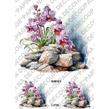 Umělecký papír Rýžový a soft papír na decoupage - Orchidej - KB03758 Materiál: Soft, Rozměr: A4
