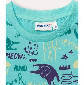 Dívčí pyžamo Dívčí pyžamo - krátký rukáv, dlouhé kalhoty Cool Cat - tyrkysová 110