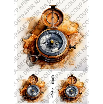 Umělecký papír Rýžový a soft papír na decoupage - Kompas - KB01170 Materiál: Soft, Rozměr: A4