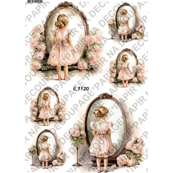Umělecký papír Rýžový a soft papír na decoupage - Děvčátko u zrcadla - KB01120 Materiál: Soft, Rozměr: A4