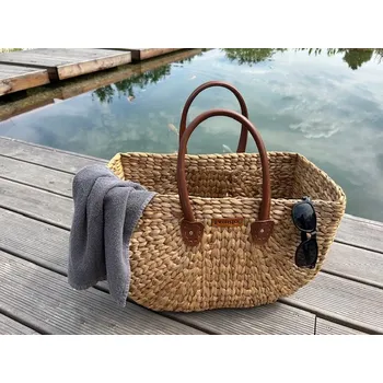 Nákupní košík Vingo Plážová taška z vodního hyacintu, oblá Rozměry (cm): 43x18x30, s ušima 45