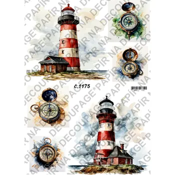 Umělecký papír Rýžový a soft papír na decoupage - Maják - KB01175 Materiál: Soft, Rozměr: A4