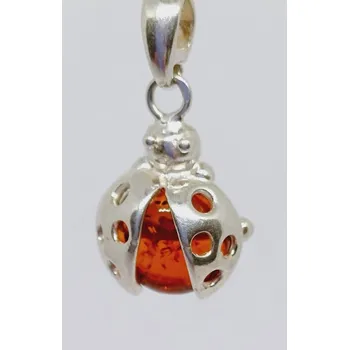 Přívěsek Přívěsek Stříbrná beruška s jantarovým kamenem (přívěsek)