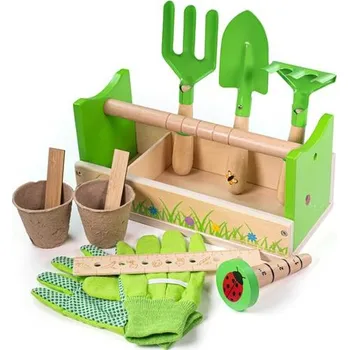 Hra na zahradu Set Bigjigs Toys zahradnický v přepravce - VÝPRODEJ