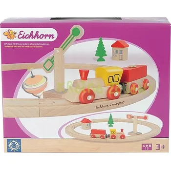 Vláček a vláčkodráha Dřevěná vláčkodráha Eichhorn s příslušenstvím, sada 55x33 cm