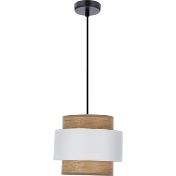 Stropní závěsná lampa Forni 1x40W E27 černé svítidlo s bílým stínidlem z ořechového dřeva, vhodná do obývacího pokoje, ložnice, jídelny, moderního a klasického stylu.