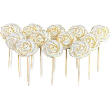 Jedlá dekorace na dort Prémiová lízátka cukrová se zlatou konturou 12ks - I LOVE CAKES