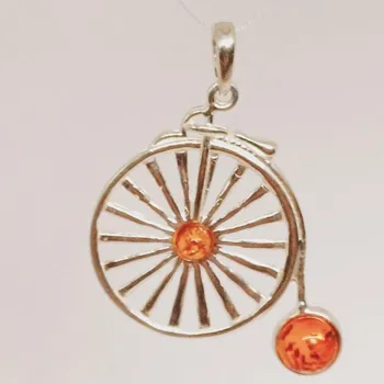 Přívěsek Přívěsek Dědečkovo vysoké kolo s jantary (přívěsek)