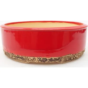 Květináč Keramická bonsai miska 17 x 17 x 6 cm červená