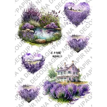 Umělecký papír Rýžový a soft papír na decoupage - Levandule - KB01166 Materiál: Soft, Rozměr: A4