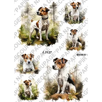 Umělecký papír Rýžový a soft papír na decoupage - Pes Jack Russel - KB01127 Materiál: Soft, Rozměr: A4